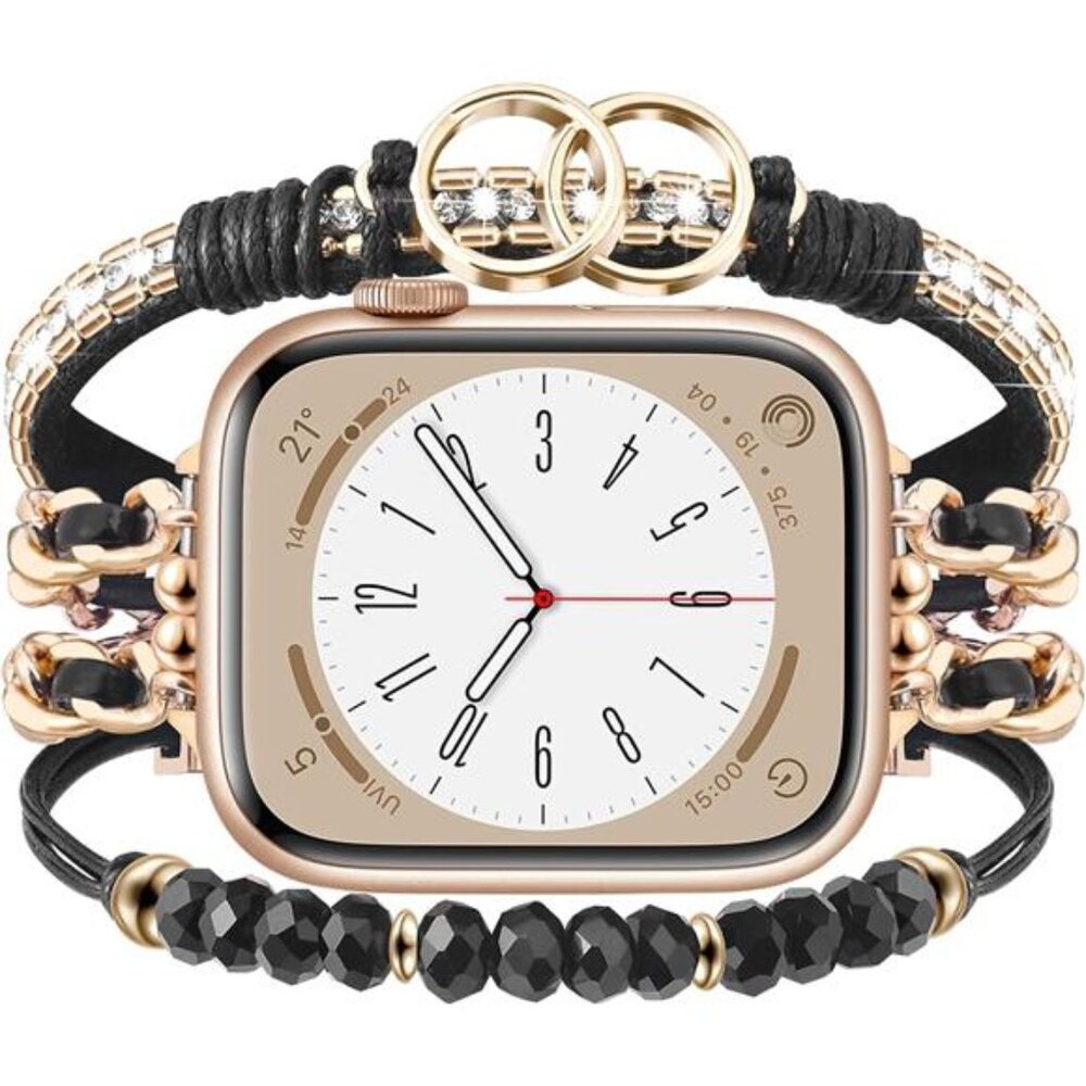 NEW Boho Gold/Black Leather Multilayer Apple Watch Band